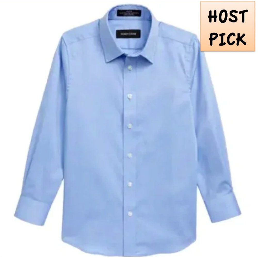 🎉HP🎉 NORDSTROM Boy's Wrinkle-Free Cotton Button Down Shirt Blue 10